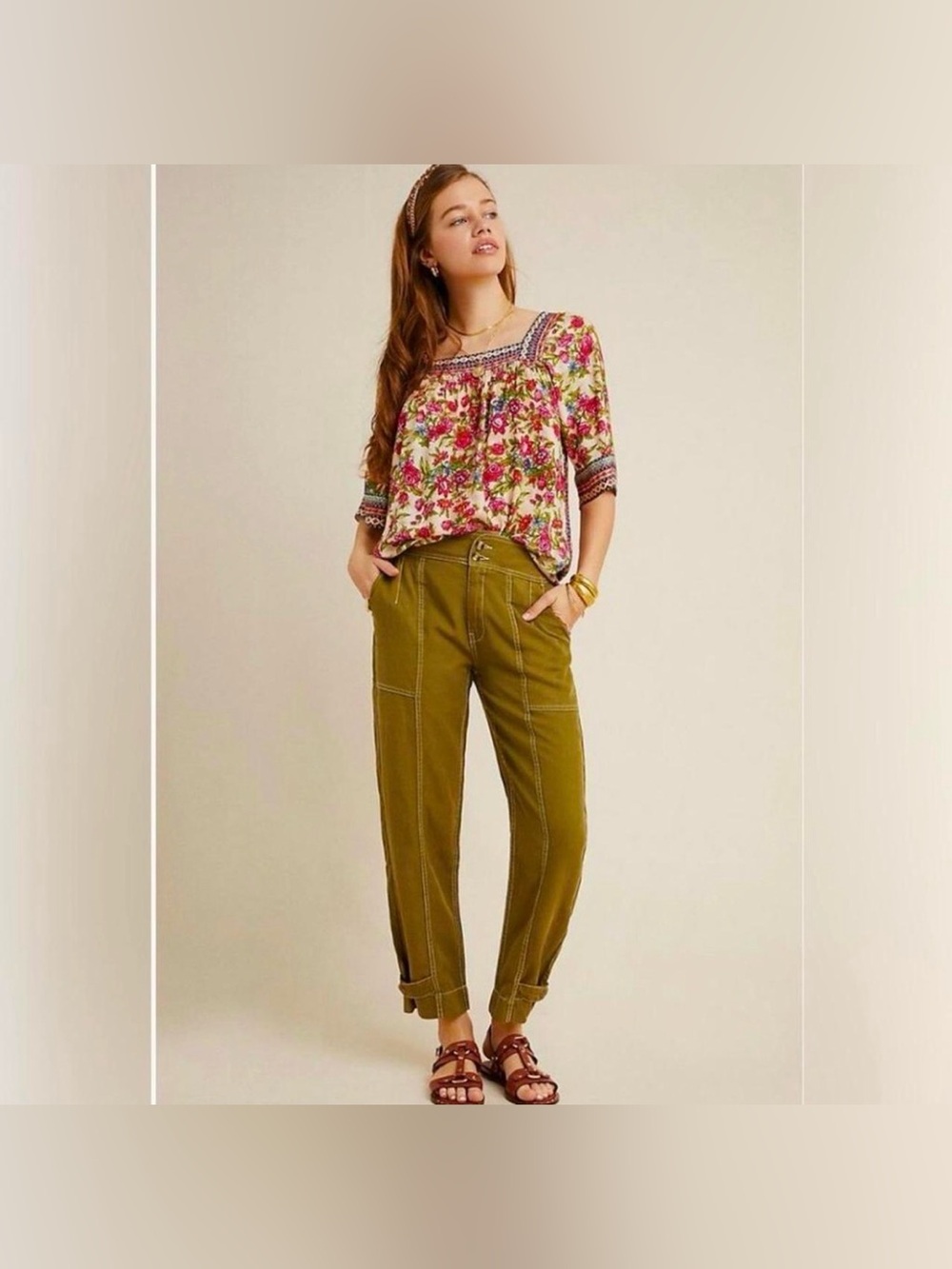 Anthropologie green pants size 2
